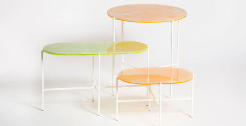 Mesa de centro contemporânea - NEON - Haymann Editions - em ônix / em acrílico / com base de aço revestido a pó