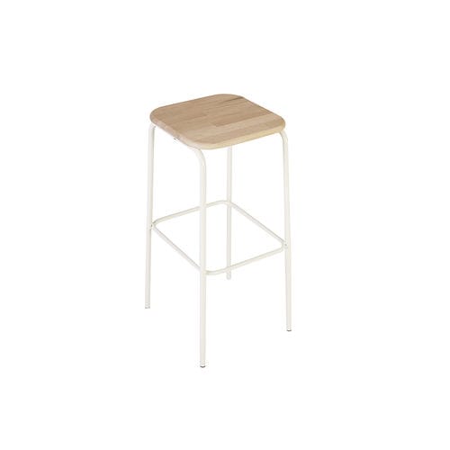 Banqueta alta de design minimalista - SIMO - Spoinq - em couro / em tecido / em carvalho