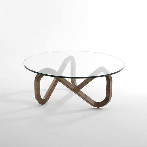 Mesa de centro contemporânea - LIBRA - Kubikoff - em vidro / em madeira / com base em madeira