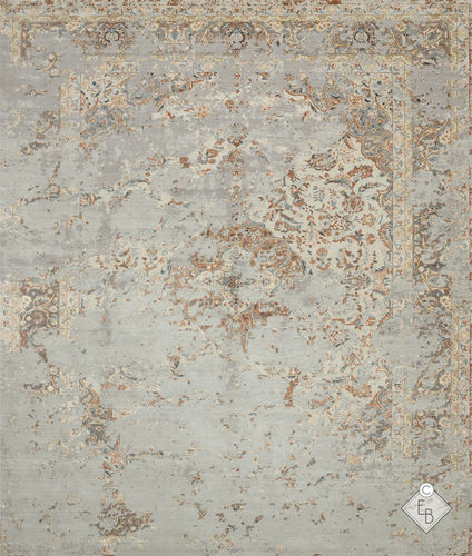 Tapete tradicional - BAHRAM ORANGE BEIGE - Edition Bougainville - estampado / de lã / em seda