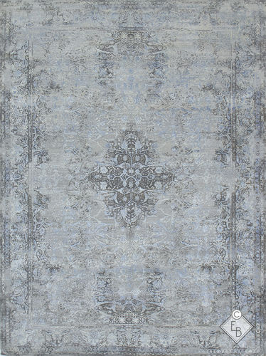 Tapete tradicional - DARIA GREY BLUE - Edition Bougainville - estampado / de lã / em seda