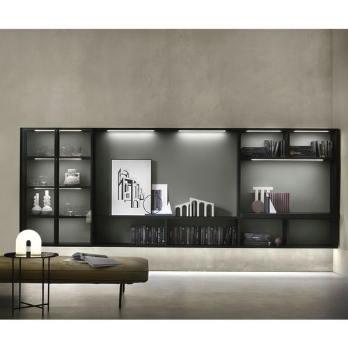 Móvel de parede de sala contemporâneo - SM2212 - ZALF spa - em laminado melamínico / com compartimento de arrumação / com iluminação