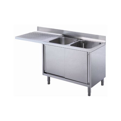 Pia com 2 cubas - 132930 - ZANUSSI PROFESSIONAL - com escorredor / em aço inoxidável / de piso