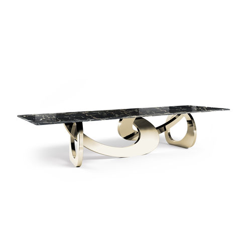 Mesa de jantar contemporânea - BANGLES - Barberini & Gunnell - em aço inoxidável polido / em mármore / retangular