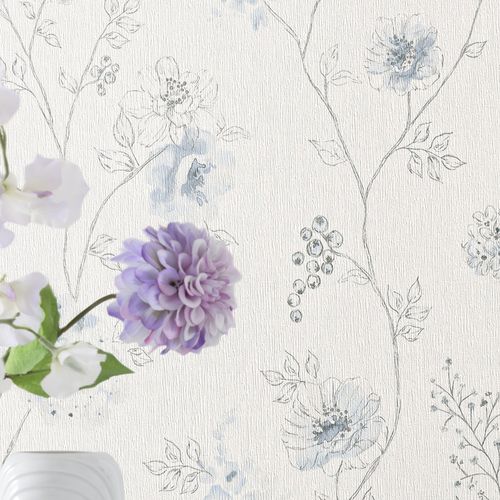 Papel de parede contemporâneo - AMÉLIE - Rasch - em tecido / floral / com natureza