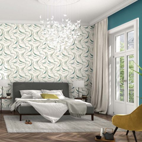 Papel de parede contemporâneo - BLUE VELVET - Rasch - em seda / floral / com natureza