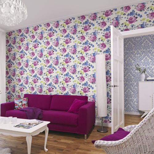 Papel de parede contemporâneo - FLORENTINE - Rasch - floral / de cor lisa / em não tecido