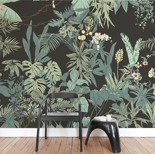 Papel de parede contemporâneo - Papier peint Jungle Tropical SUMATRA Panoramique - Ohmywall - floral / com natureza / panorâmico