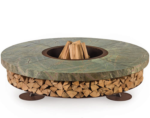 Braseiro de jardim a lenha - Ercole  - Ak47 Design - em mármore / em aço revestido a pó / redondo