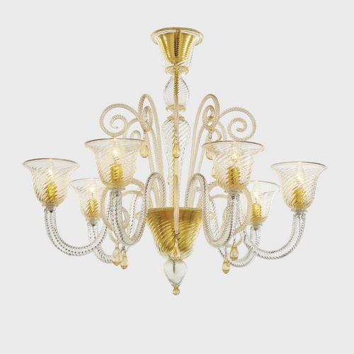 Lustre clássico - GOLD EOS - Sogni di Cristallo - em vidro de Murano / em vidro soprado / para 6 lâmpadas
