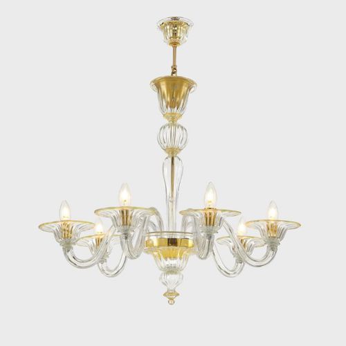 Lustre clássico - GOLD PROTEO - Sogni di Cristallo - em vidro de Murano / em vidro soprado / para 6 lâmpadas
