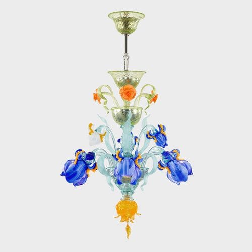 Lustre clássico - IRIS MIGNON - Sogni di Cristallo - em vidro de Murano / em vidro soprado / para 3 lâmpadas