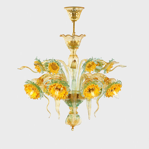 Lustre clássico - Van Gogh Girasoli - Sogni di Cristallo - em vidro soprado / para 6 lâmpadas / para 8 lâmpadas
