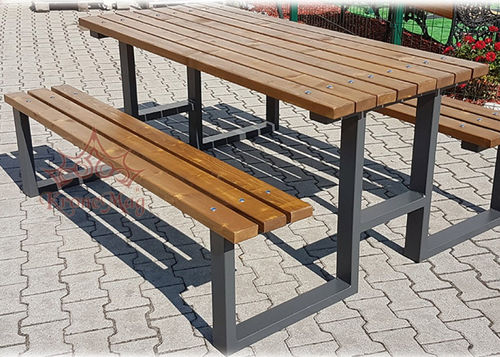 Mesa de piquenique contemporânea - TUSNAD - KRONEMAG MILLENIUM srl - em madeira / com base metálica / retangular