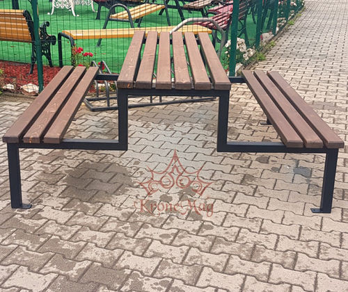 Conjunto de mesa e bancos contemporâneo - HAMBURG - KRONEMAG MILLENIUM srl - em madeira / metálico / sob medida