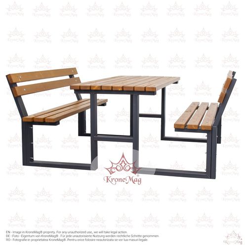 Mesa de piquenique contemporânea - TUSNAD 2 - KRONEMAG MILLENIUM srl - em madeira / com base metálica / retangular