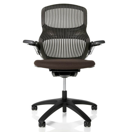 Cadeira de trabalho em alumínio - Generation - Knoll international - em couro / em tecido / com rodízios