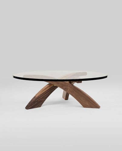 Mesa de centro contemporânea - ALPHA T88 - GHYCZY - em vidro / com base em carvalho / com base em nogueira