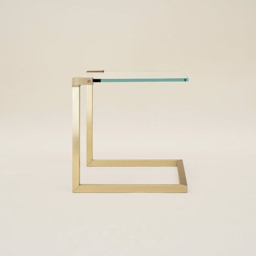 Mesa lateral contemporânea - WIL T53C - GHYCZY - em vidro / com base metálica / quadrada