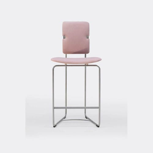 Cadeira alta de design Bauhaus - JODIE S02B - GHYCZY - para ambiente interno / em veludo / com base em aço inoxidável