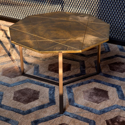 Mesa de centro de design minimalista - YVES T82L - GHYCZY - em latão / com base metálica / poligonal