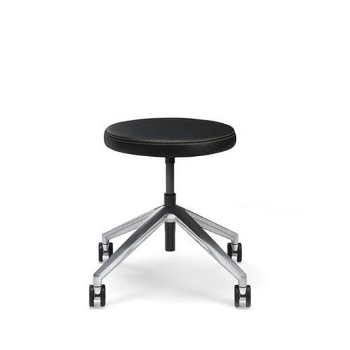 Banqueta de trabalho em couro - 656 - Stoll Giroflex - ajustável / com rodízios / giratória