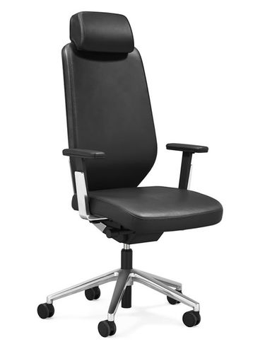 Cadeira executiva contemporânea - 656 - Stoll Giroflex - em couro / reclinável / com encosto para cabeça