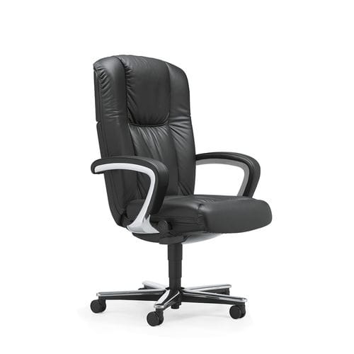 Poltronas de escritório contemporânea - 81 - Stoll Giroflex - em couro / com altura ajustável / preta