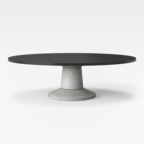 Mesa contemporânea - COLOSSUS - Massproductions - em laminado / com base em concreto / oval