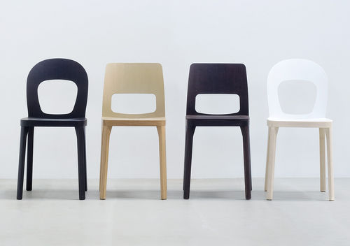 Cadeira para interlocutor contemporânea - ST6N - HUSSL - em madeira / da linha comercial / sem braços