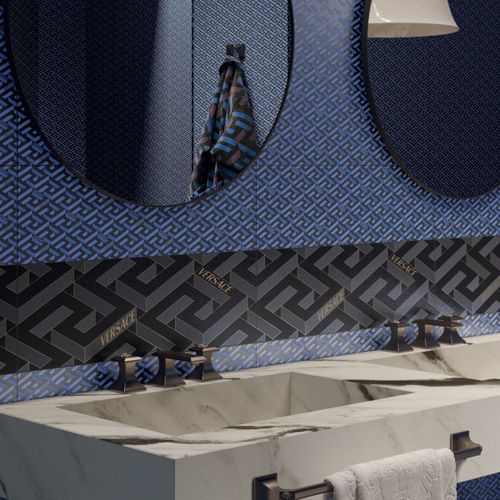 Tampo de banheiro duplo - Versace Ceramics - em cerâmica / com toalheiro