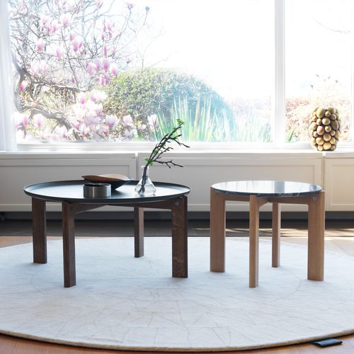 Mesa de centro contemporânea - IRIS  - Asplund - em metal laqueado / em pedra / com base em carvalho