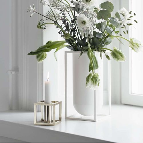 Vaso contemporâneo - KUBUS : LOLO - by Lassen - metálico / branco / preto