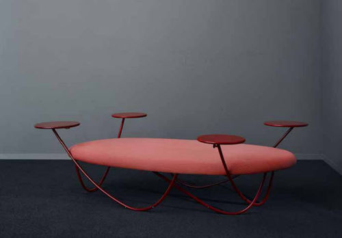 Banco estofado contemporâneo - DUNE - OFFECCT - em tecido / da linha comercial / com prancheta
