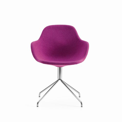 Cadeira de conferência em tecido - PALMA - OFFECCT - em couro / em madeira / com base em metal cromado