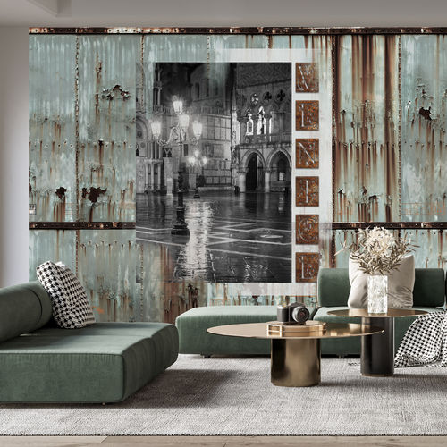 Papel de parede clássico - SOUVENIR - Arta WallDeco - panorâmico / padrão urbano / efeito de metal