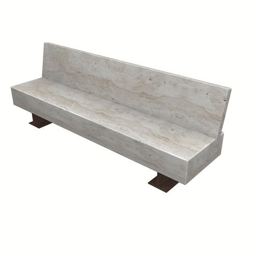Banco para espaço público contemporâneo - BAUHAUS  - Arredo di Pietra srl - em aço / em mármore travertino / com encosto