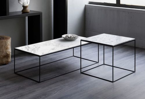Mesa de centro de design minimalista - SLIM - ZEUS - em mármore / com base em cobre / retangular