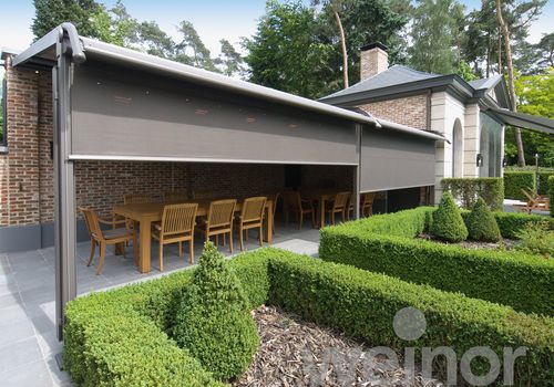 Pérgola apoiada em parede - PLAZA PRO  - Weinor - metálica / retrátil