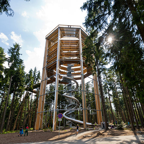 Escorregador em curva - TREE TOP WALK LIPNO  - atlantics GmbH - para parque infantil / em aço inoxidável / de alta velocidade
