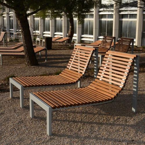 Espreguiçadeira contemporânea - CINÉO  - univers & cité | mobilier urbain - em madeira / em aço / para espaço público