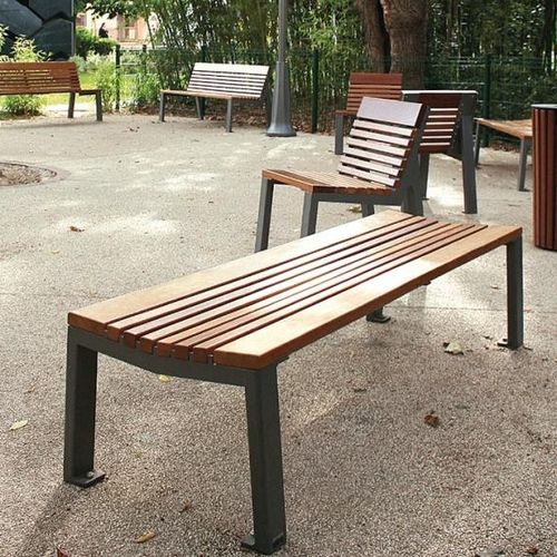 Banco para espaço público contemporâneo - NUANCE  - univers & cité | mobilier urbain - em madeira / em aço / sem encosto