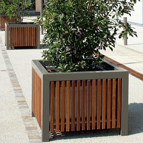 Floreira em madeira - CINÉO - univers & cité | mobilier urbain - em aço / quadrada / redonda