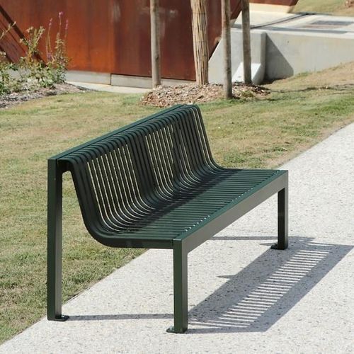 Banco para espaço público contemporâneo - SYNERGIE - univers & cité | mobilier urbain - em aço / com encosto / sem braços