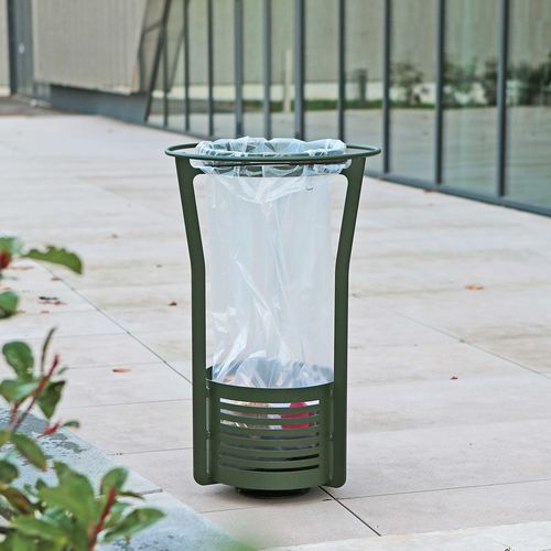 Suporte de saco de lixo público - DOCK - univers & cité | mobilier urbain - de piso / em aço / em chapa de aço