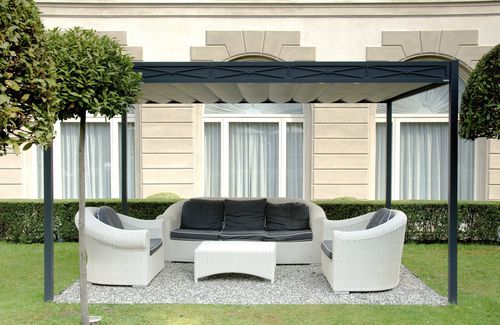 Pérgola em ferro - DOMUS - UNOSIDER - com cobertura em tela / da linha comercial