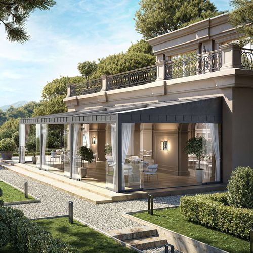 Pérgola apoiada em parede - TIMELESS ELETTRA - UNOSIDER - em PVC / em alumínio / em aço galvanizado