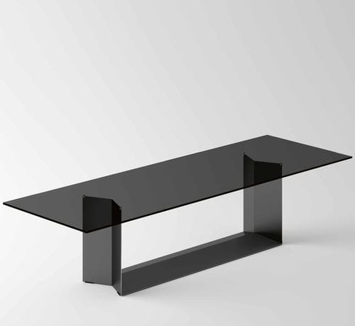 Mesa de jantar contemporânea - T5 - TONELLI Design - em vidro / em cerâmica / com base metálica