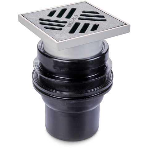 Caixa sifonada metálica - MEADOC - MEA Water Management - MEA Bautechnik GmbH - para banheiro / com grelha / vertical