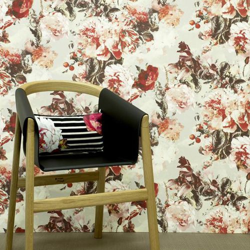 Papel de parede contemporâneo - FLAMBOYANT - LELIEVRE - vinílico / floral / efeito de tecido